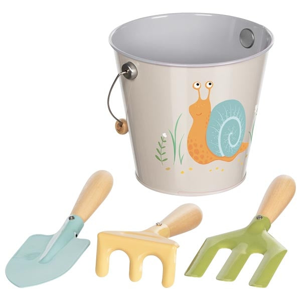 Goki - Eimer mit Gartenwerkzeug (Motiv Schnecke)
