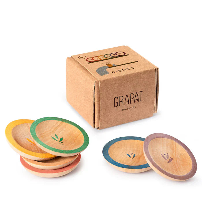Grapat - "Dishes" 6 handbemalte Holzteller