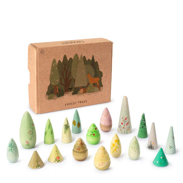 Grapat - "Forest Tree" handbemalte Holzbäume (18 Teile)