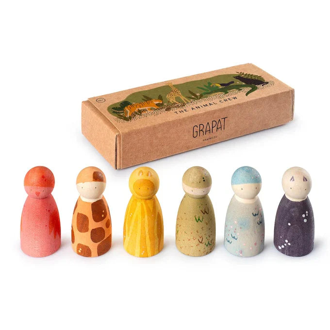 Grapat - "The Animal Crew" 6 handbemalte Tier-Holzfiguren