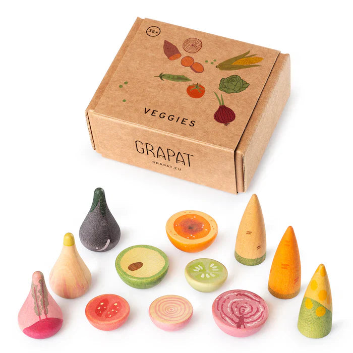 Grapat - "Veggies" handbemaltes Holzgemüse (12 Teile)